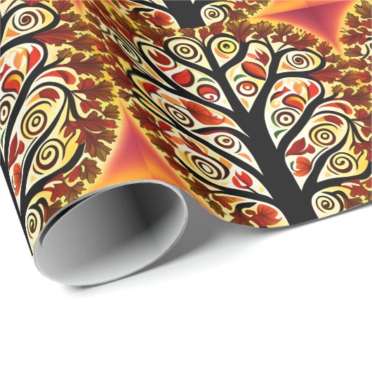 Abstracte herfst oogstboom cadeaupapier (Rol Hoek)