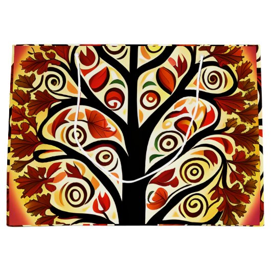 Abstracte herfst oogstboom groot cadeauzakje (Voorkant)