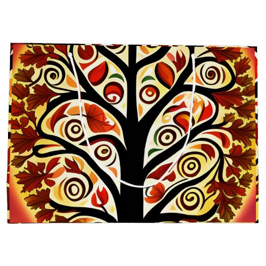 Abstracte herfst oogstboom groot cadeauzakje (Achterkant)