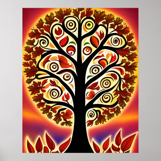 Abstracte herfst oogstboom poster (Voorkant)