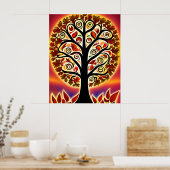 Abstracte herfst oogstboom poster (Keuken)