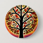 Abstracte herfst oogstboom ronde button 7,6 cm (Voorkant)