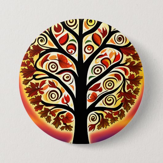 Abstracte herfst oogstboom ronde button 7,6 cm (Voorkant)