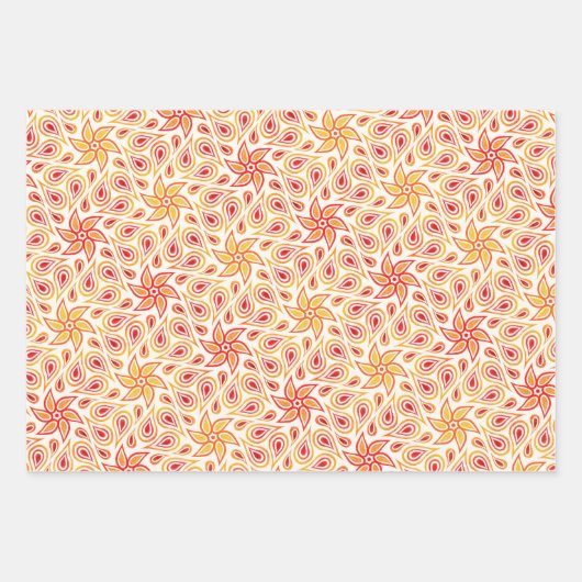 Abstracte herfst Oranje Herfst van het fluitenpatr Inpakpapier Vel (Voorkant 3)