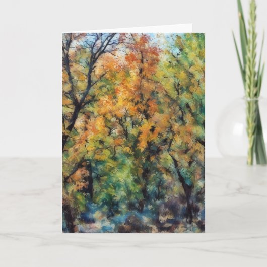 Abstracte Herfst Season Trees Art Note Kaart (Voorkant)