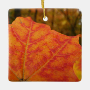 Abstracte herfst Sinaasappel- en Rode Maple Natuur Keramisch Ornament
