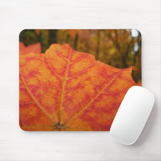 Abstracte herfst Sinaasappel- en Rode Maple Natuur Muismat (Met muis)