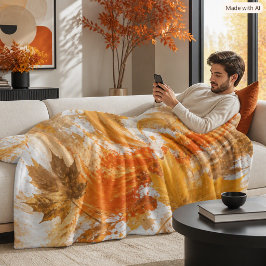 Abstracte herfst vallende bladeren Kleurrijk Oranj Fleece Deken