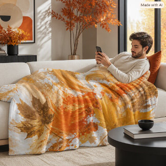 Abstracte herfst vallende bladeren Kleurrijk Oranj Fleece Deken
