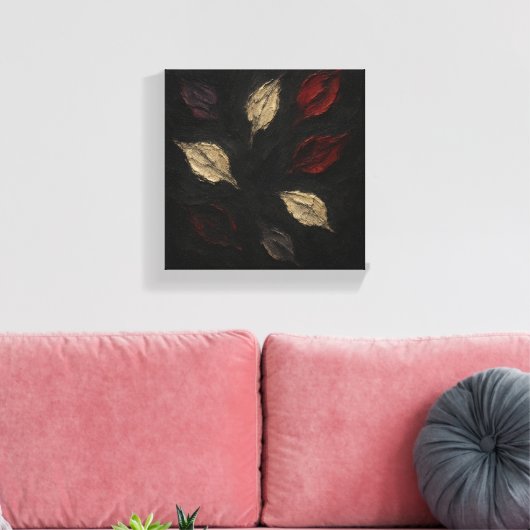 Abstracte herfstbladeren - Donkere botanische text Canvas Afdruk (Insitu (Woonkamer))