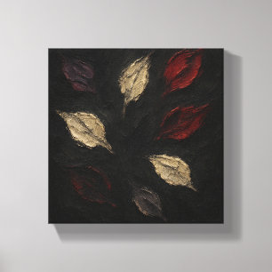 Abstracte herfstbladeren - Donkere botanische text Canvas Afdruk