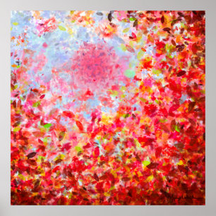 Abstracte herfstbladeren en lucht poster