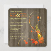 Abstracte herfstbladeren, wijnstokken, uitnodiging (Achterkant)