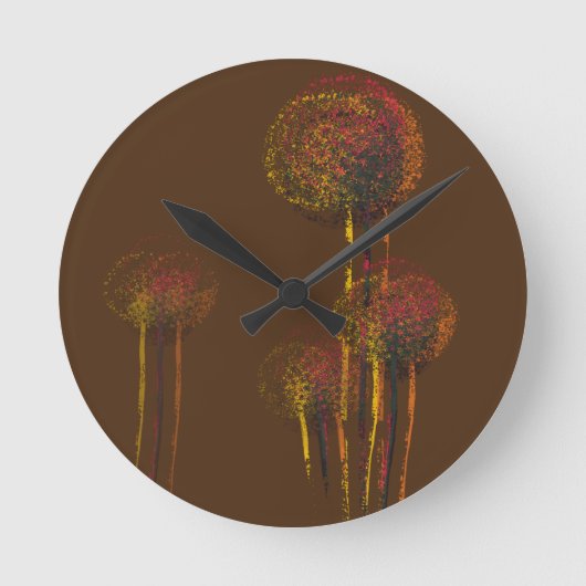 Abstracte herfstbomen ronde klok (Voorkant)