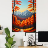 Abstracte herfstboom bos landschap olieverf poster (Thuiskantoor)