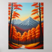 Abstracte herfstboom bos landschap olieverf poster (Voorkant)