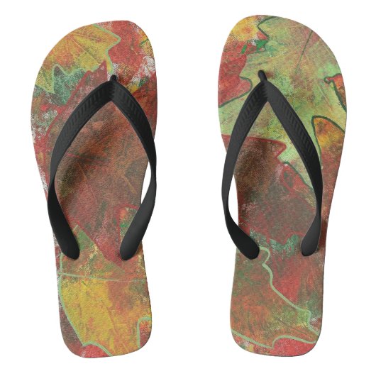 Abstracte herfsteikenbladeren FlipFlops Teenslippers (Voetbed)