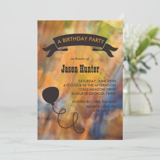 Abstracte herfstkleuren ballonverjaardagsfeest kaart (Staand voorkant)