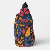 Abstracte herfstkleuren blauw, Sinaasappel en rode Sling Bag (Voorkant)