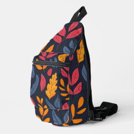 Abstracte herfstkleuren blauw, Sinaasappel en rode Sling Bag