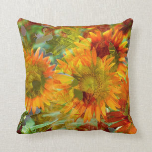 Abstracte herfstkleuren bloemen kussen