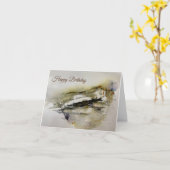 Abstracte herfstkleuren Landschapsverjaardag Kaart (Gele Bloem)