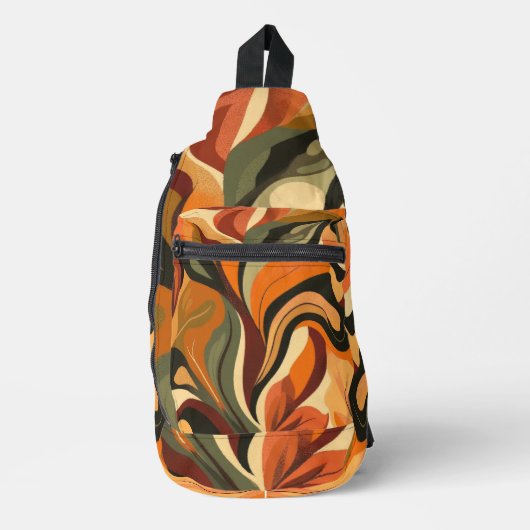 Abstracte herfstkleuren Sinaasappel bruin geel gro Sling Bag (Voorkant)