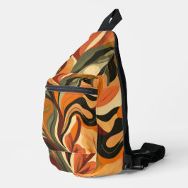 Abstracte herfstkleuren Sinaasappel bruin geel gro Sling Bag