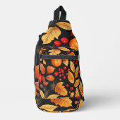 Abstracte herfstkleuren Sinaasappel en rode blader Sling Bag (Voorkant)