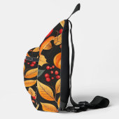 Abstracte herfstkleuren Sinaasappel en rode blader Sling Bag (Rechts)