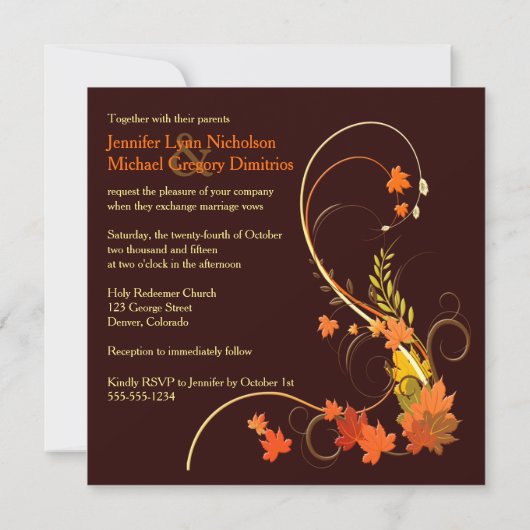 Abstracte herfstleien, wijnstokken, uitnodiging 2 (Achterkant)