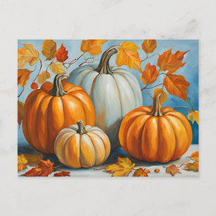 Abstracte herfstpompoenen en bladeren feestdagenkaart