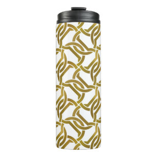 Abstracte herhaalbare achtergrond van golden twist thermosbeker