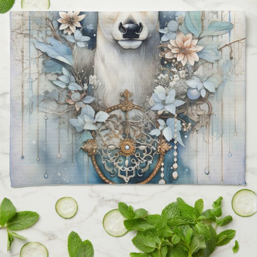 Abstracte herten hert hert modern gewei kerstbloem theedoek (Gevouwen)