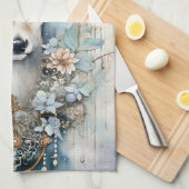 Abstracte herten hert hert modern gewei kerstbloem theedoek (Quarter Fold)