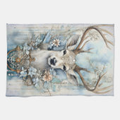 Abstracte herten hert hert modern gewei kerstbloem theedoek (Horizontaal)