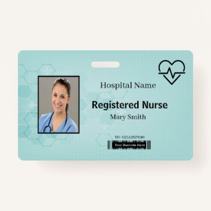 Abstracte Hexagon Medical Heat Beat Lifeline ID Badge