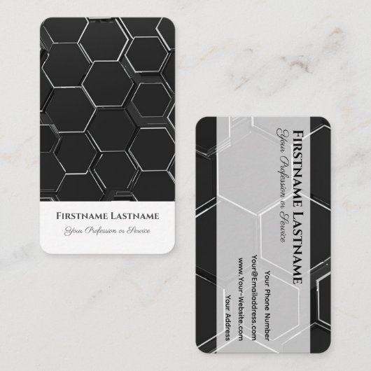 Abstracte hexagonale vormen in 3D optisch ontwerp Visitekaartje (Voorkant / Achterkant)