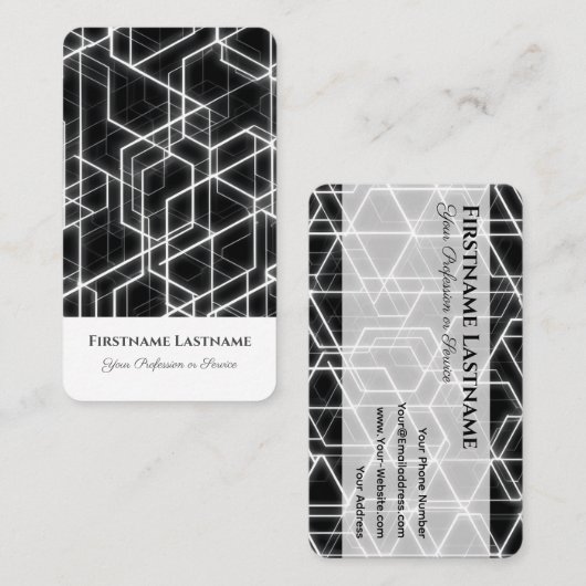 Abstracte hexagonale vormen in 3D optisch ontwerp Visitekaartje (Voorkant / Achterkant)