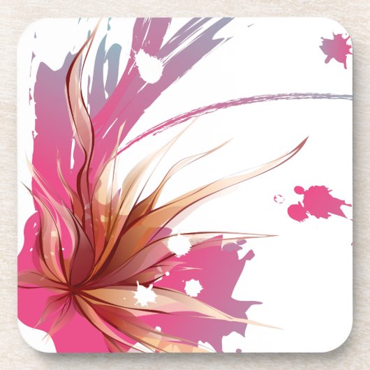 Abstracte Hibiscus Flower Bier Onderzetter (Voorkant)