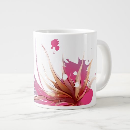 Abstracte Hibiscus Flower Grote Koffiekop (Voorkant rechts)