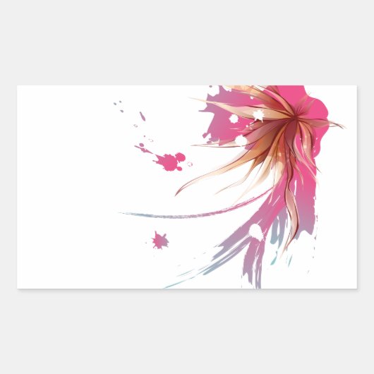 Abstracte Hibiscus Flower Rechthoekige Sticker (Voorkant)