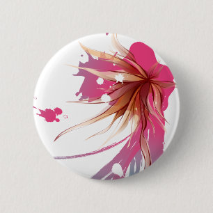 Abstracte Hibiscus Flower Ronde Button 5,7 Cm