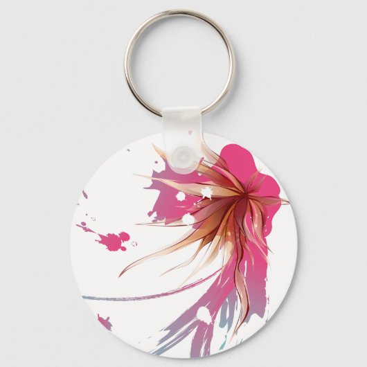 Abstracte Hibiscus Flower Sleutelhanger (Voorkant)