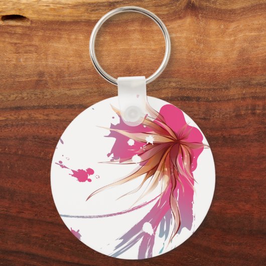 Abstracte Hibiscus Flower Sleutelhanger (Voorkant)