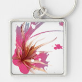 Abstracte Hibiscus Flower Sleutelhanger (Voorkant)