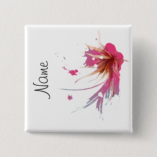 Abstracte Hibiscus Flower Vierkante Button 5,1 Cm (Voorkant)
