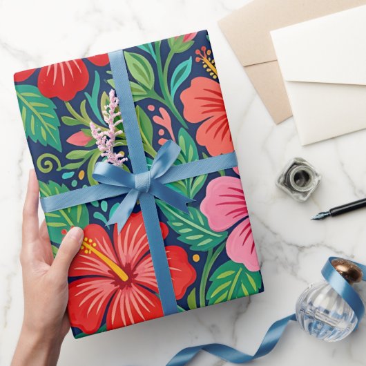 Abstracte Hibiscus Vlinders Inpakpapier (Geschenken)
