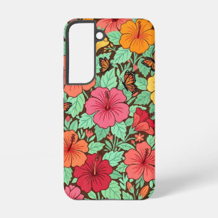 Abstracte Hibiscus Vlinders Samsung Hoesjes Galaxy Hoesje