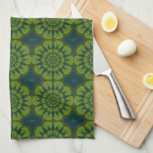 Abstracte Hippie Green & Navy Blue Flowers Ethnic Theedoek (Quarter Fold)